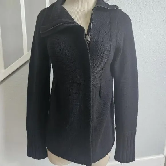 Kenneth Cole New York Sweater/Cardigan Black Long Sleeve Zip-Up Women's small - Picture 1 of 11